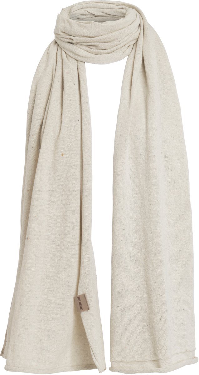 Knit Factory Iris Sjaal Dames - Katoenen sjaal - Langwerpige sjaal - zomersjaal - Dames sjaal - Beige - 200x50 cm - Duurzaam & Milieuvriendelijk - 92% gerecycled katoen