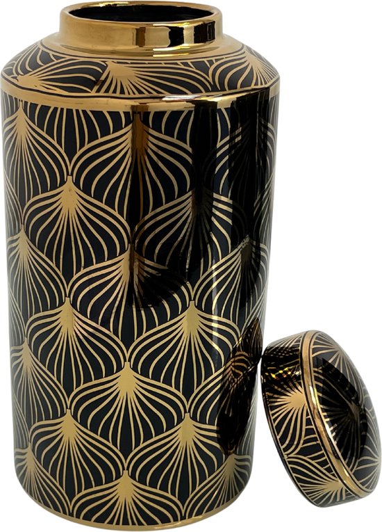 Pot de Décoration de Luxe MONOO - Zwart & Or - 34 cm - Vase Deco