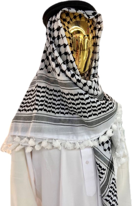 Kufiya/Keffiyeh Écharpe Zwart- Wit avec fil Witte , Écharpe palestinienne,  Écharpe... | bol
