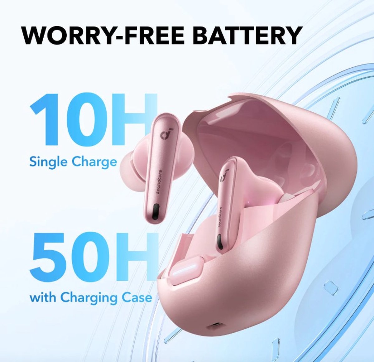 soundcore Liberty 4 NC - Wireless Noise Cancelling Earbuds (Roze) - 98.5% Noise Reduction - draadloze oordopjes - Adaptive Noise Cancelling to Ears and Environment - Hi-Res Sound - 50H Battery thumbnail 6