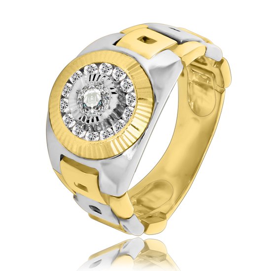 Juwelier Zwartevalk - 14 karaat gouden bicolor flexibele ring