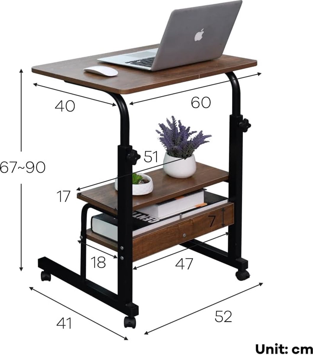 Emall Life Bureau Ordinateur réglable sur pied, chariot pour ordinateur  portable