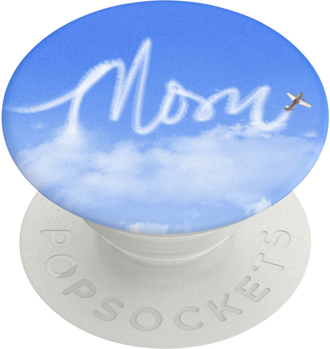 PopSockets, Popgreep voor smartphones Standaardontwerp Nuage Mom, Wit / Blauw