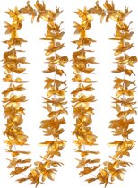 Toppers in concert - Boland Hawaii krans/slinger - 2x - Tropische kleuren goud - Bloemen hals slingers
