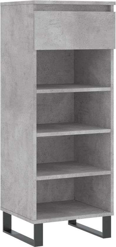 vidaXL - Schoenenkast - 40x36x105 - cm - bewerkt - hout - betongrijs