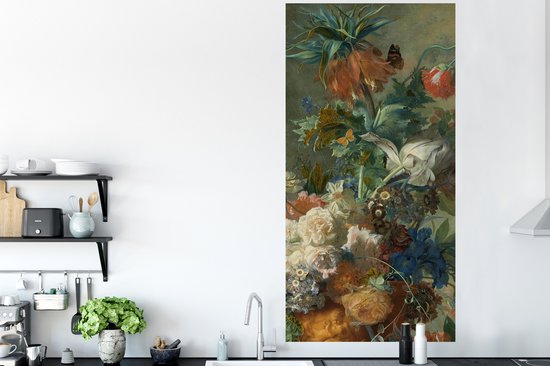 Stickers Stickers muraux - Nature morte aux fleurs - Peinture de Jan van Huysum - 80x160 cm - Feuille adhésive
