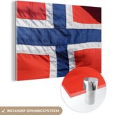 MuchoWow® Glasschilderij 180x120 cm - Schilderij acrylglas - De Noorse vlag - Foto op glas - Schilderijen