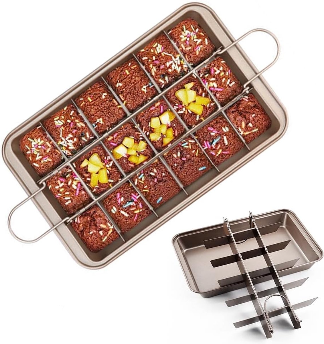 Brownie Baking Mould Non-Stick Carbon Steel Cake Mould Brownie Adjustable Baking Moulds Cookies Cake Mould with Non-Stick Coating for Party, Birthday