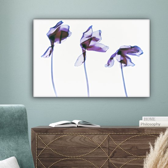 Tableau sur toile Trois Iris - 90x60 cm - Décoration murale