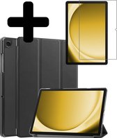 Hoes Geschikt voor Samsung Galaxy Tab A9 Hoes Luxe Hoesje Book Case Met Screenprotector - Hoesje Geschikt voor Samsung Tab A9 Hoes Cover - Zwart .