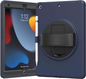 Strap Case - Geschikt voor iPad Hoes 7e, 8e, 9e Generatie -10.2 inch (2019,2020,2021) - Zwart Blauw
