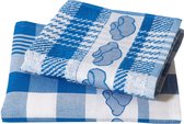Twentse Damast Hollandse Collectie - Keukentextiel - Keukendoekenset - Katoen - 2 stuks - Blauwe Klompen