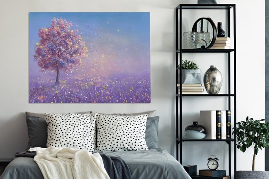 Peintures sur Toile - Arbre - Eté - Rose - 120x90 cm - Décoration murale