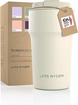 LARS NYSØM - 'Bevægelse' Thermos Coffee Mug-to-go 500ml - BPA-vrij met Isolatie - Lekvrije Roestvrijstalen Thermosbeker - Buttercream