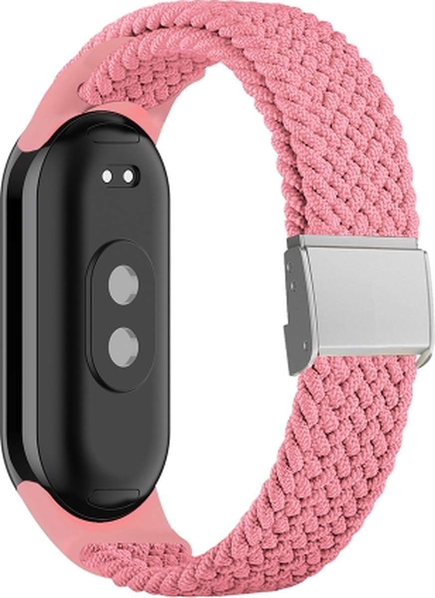 By Qubix - Braided nylon bandje - Roze - Geschikt voor Xiaomi Smart Band 8 / 9 / 10