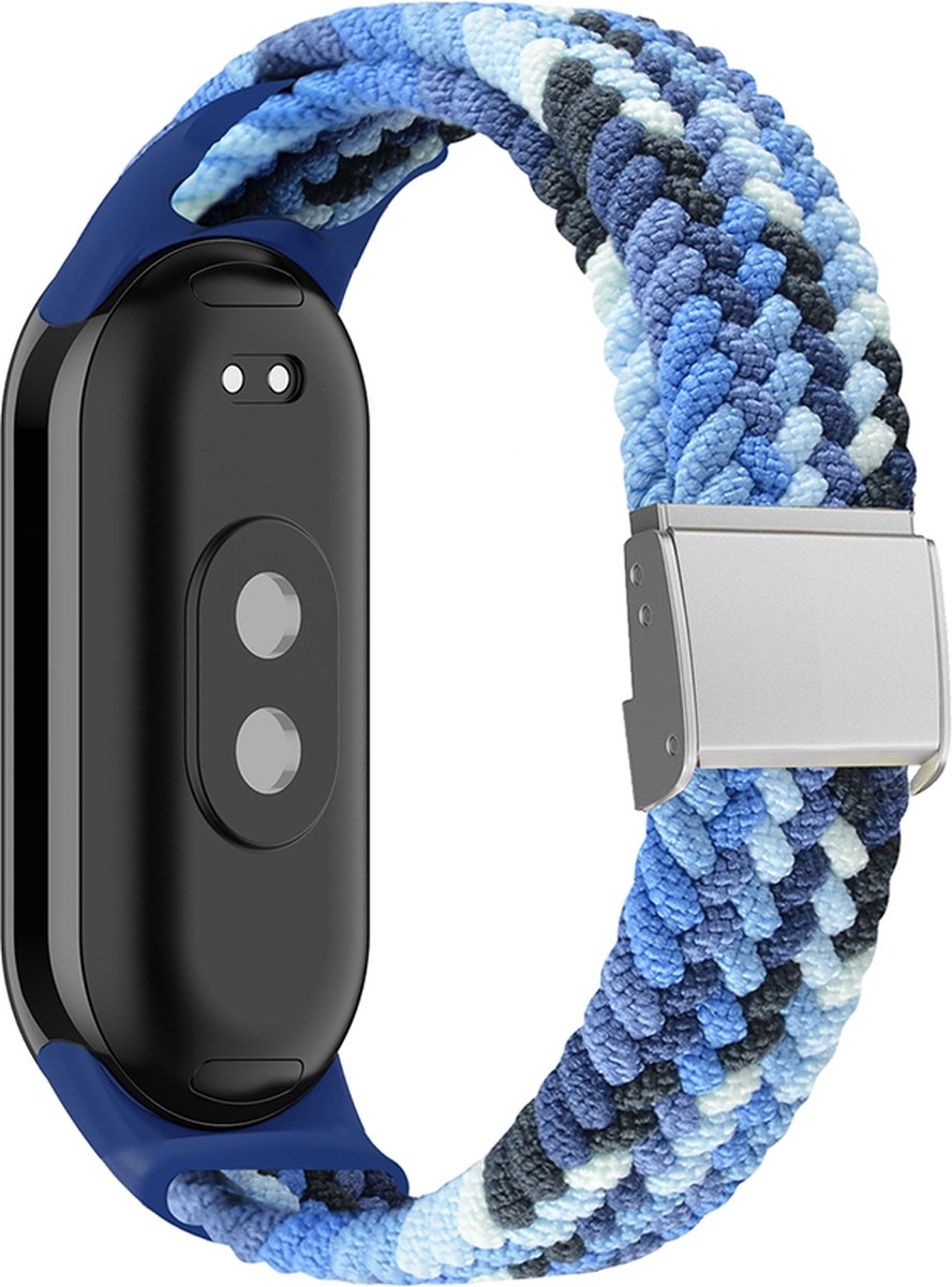 By Qubix - Braided nylon bandje - Multicolor blauw - Geschikt voor Xiaomi Smart Band 8 / 9 / 10