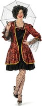 Funny Fashion - Middeleeuwen & Renaissance Kostuum - Deftige Hofdame Van Kasteel Chiqueville - Vrouw - Rood - Maat 32-34 - Carnavalskleding - Verkleedkleding