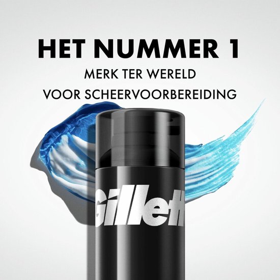 Gillette scheergel fles met blauwe en lichtblauwe strepen.