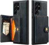 Coque CaseMe JH-01 adaptée au Samsung Galaxy S23 Ultra | Couverture arrière avec porte-carte magnétique | Housse de protection Porte-carte Dos | 4 cartes et factures | Noir