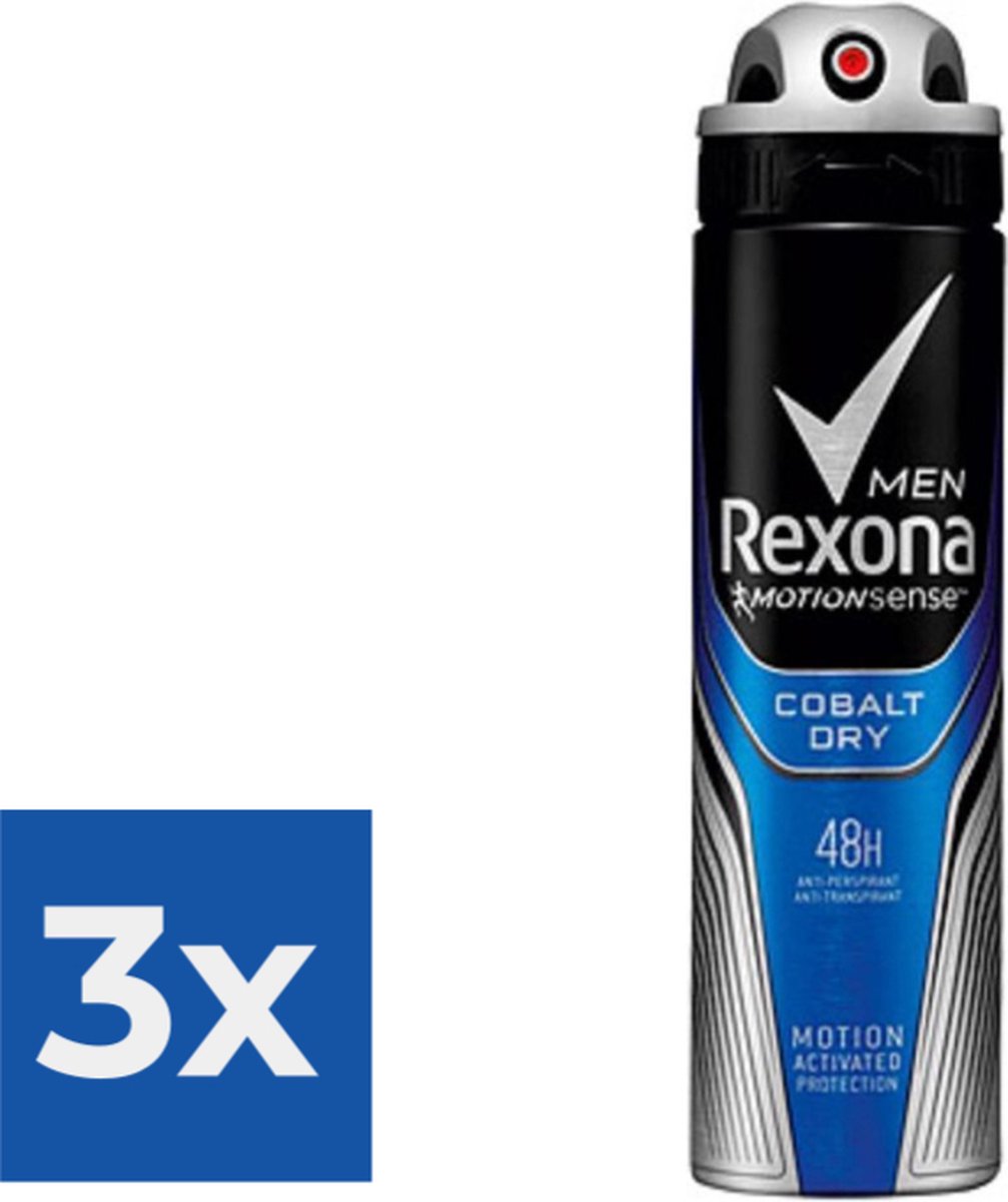 Goedkoopste Rexona Men Dry Cobalt - 150 ml - Deodorant - Voordeelverpakking 3 stuks