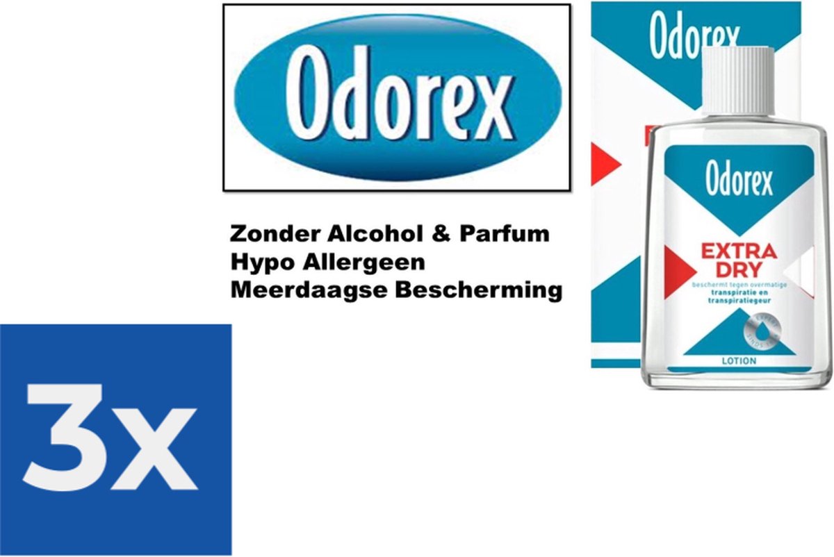 Goedkoopste Odorex Extra Dry Vloeibare Flacon - 50 ml - Deodorant - Voordeelverpakking 3 stuks