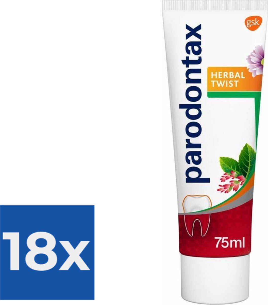 Parodontax Herbal Twist Tandpasta tegen bloedend tandvlees 75 ml Voordeelverpakking 18 stuks