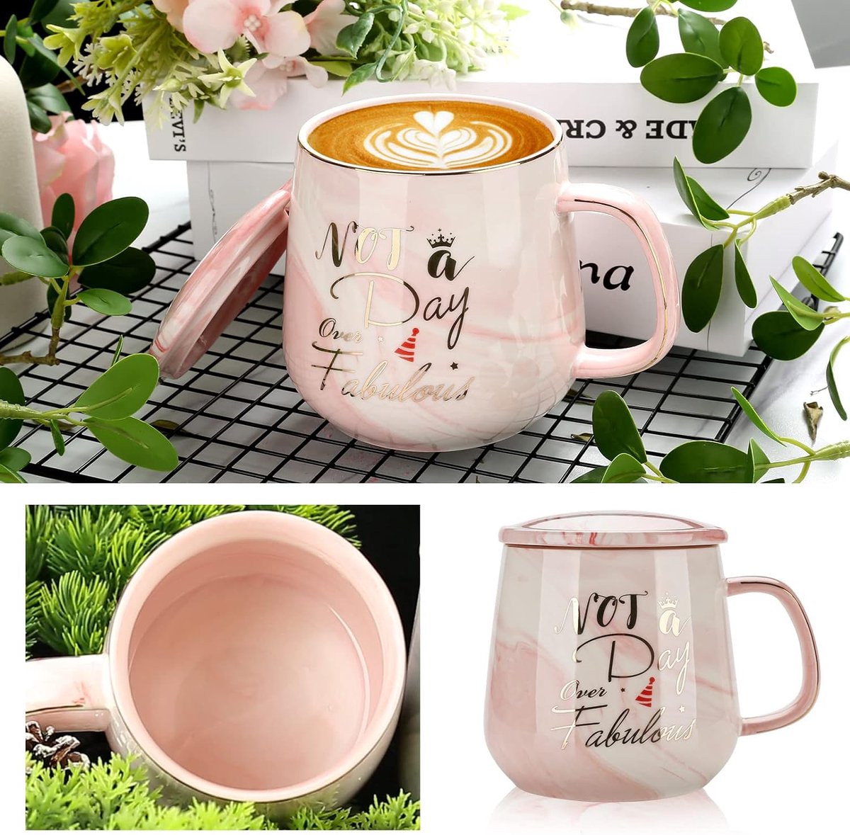 Tasses à café cadeau d'anniversaire pour femme, tasses de 350 ml