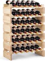 Wijnrek met 6 niveaus voor 36 flessen, flessenrek van massief hout, vrije combinatie, wijnkast, wijnstandaard, wijnhouder, natuur, 63,2 x 28 x 85,5 cm
