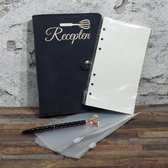 Receptenboek Zwart A6 - Koken - Receptenboek, 2 Geldmapjes, Gelinieerd papier - Cadeautip