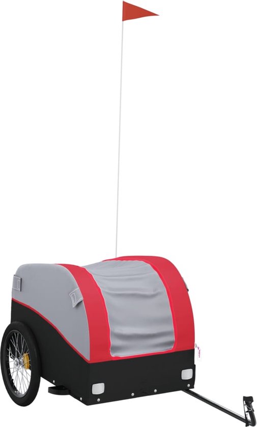 vidaXL - Fietstrailer - 45 - kg - ijzer - zwart - en - rood