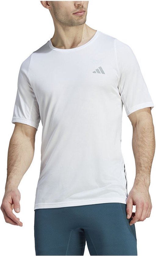 Adidas Run Icons 3 Stripes T-shirt Met Korte Mouwen Wit Man