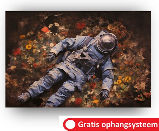 Astronaut - schilderij - Schilderij Astronaut - schilderij woonkamer - Schilderij schilderij slaapkamer - schilderij woonkamer Astronaut - 70 x 50 cm Met baklijst