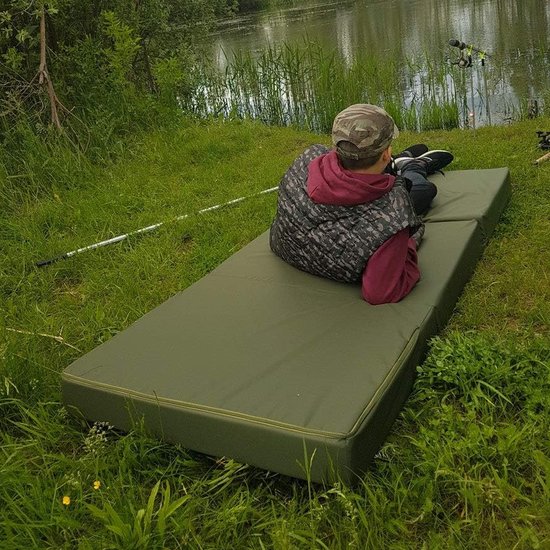 Logeermatras - camping matras - veld matras - opvouwbaar - 80 x 200 x 10 - donker groen - Viking Choice