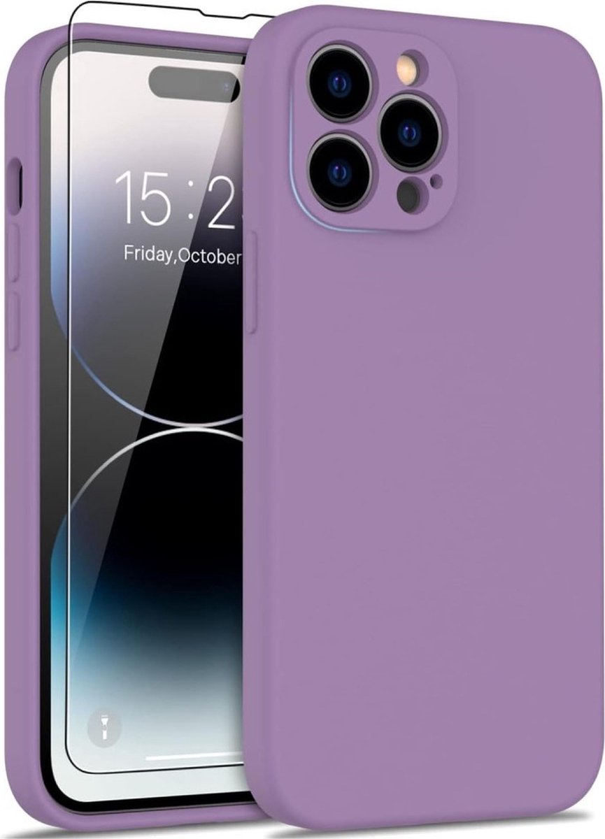 Lunso - Geschikt voor iPhone 15 Pro Max - Hoesje Flexibel silicone Backcover - Paars
