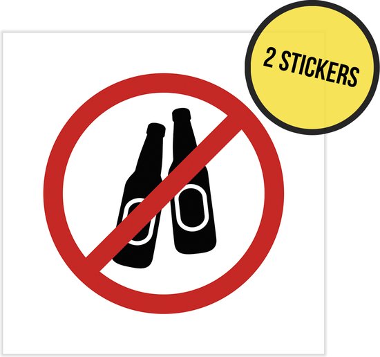 Pictogram/ sticker | Geen glas/ geen flessen deponeren | 10 x 10 cm | Verbodsbord | Flessen | Afval | Glascontainer | Recyclage | Universeel | Kliko | Afvalbak | Prullenbak | 2 stuks