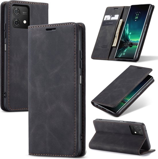 Motorola Edge 40 Neo Case - Book Case Cuir Slimline Zwart
