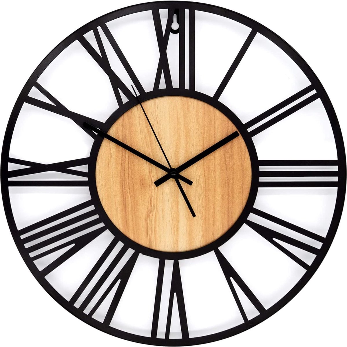 Grote industriële wandklok vintage houten metalen klok woonkamer wandklokken stil kwarts uurwerk zonder tikkende geluiden (metaal/MDF)
