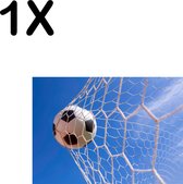 BWK Textiele Placemat - Voetbal in het Net van het Goal - Set van 1 Placemats - 35x25 cm - Polyester Stof - Afneembaar