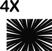 BWK Textiele Placemat - Zwart met Witte Ontploffing Illustratie - Set van 4 Placemats - 40x30 cm - Polyester Stof - Afneembaar