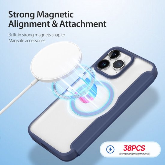 Dux Ducis Apple iPhone 15 Pro Skin X Pro Book Case Étui adapté pour Mag - Blauw