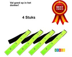 *** 4x Hardloop verlichting - Rood Lichtgevende LED Veiligheidsband - 4 Stuks - Inclusief Batterij -Knipperend of Brandend Licht -Zichtbaar- Armband - Veilig Hardlopen Band - Wandelen - Sporten- van Heble®***