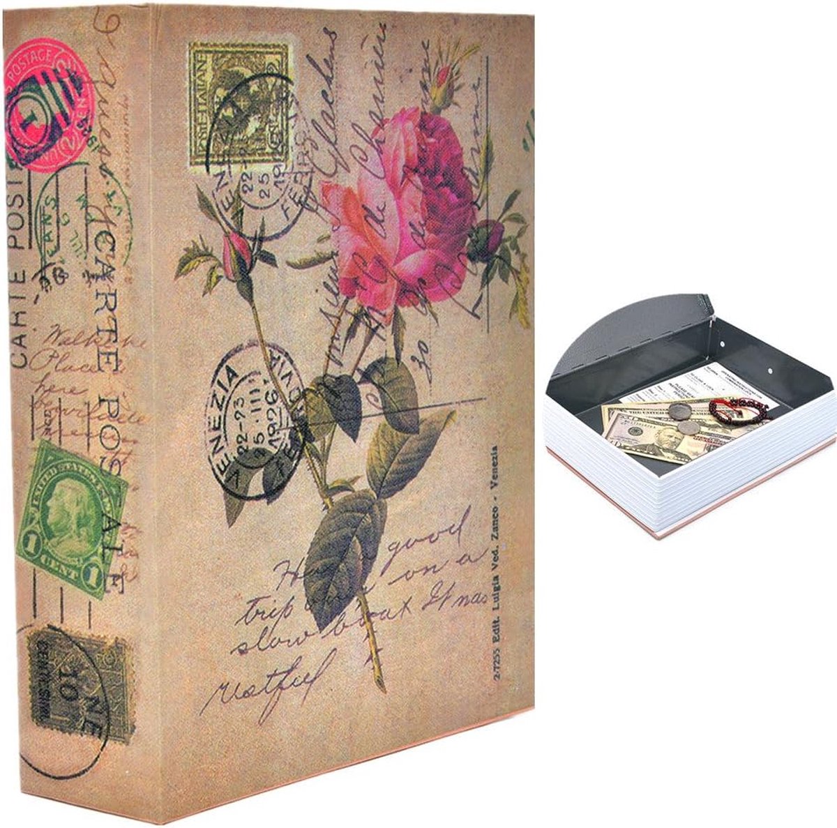 Geld-veilige boeken Draagbaar verborgen veilig boek met combinatieslot voor veilige geldopslag Maat L: 26,5 * 19,7 * 6,5 cm - 10,5 * 7,8 * 2,6 inch