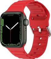 Mobigear Watch bandje geschikt voor Apple Watch Bandje Flexibel Siliconen Gespsluiting | Mobigear Colors - 49/45/44/42 mm - Rood
