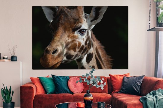 Peintures sur toile - Gros plan d'une girafe - 150x100 cm - Décoration murale