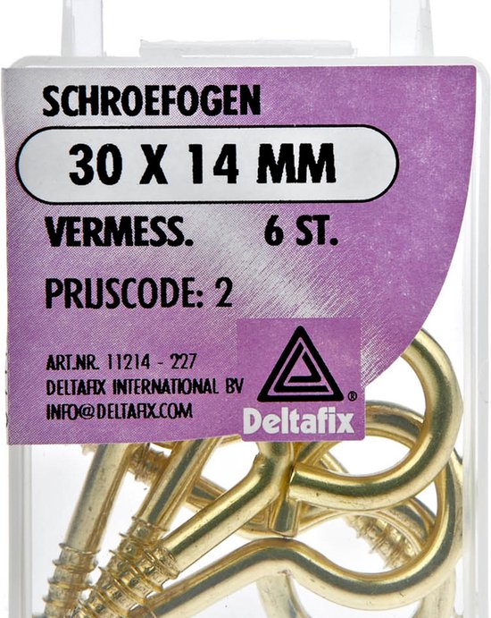 Deltafix Schroefogen - 6x - verzinkt metaal - 30 x 14 mm - ijzerwaren bevestigsmaterialen