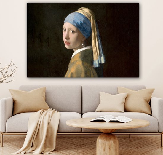 Peinture sur toile Fille à la perle - Peinture - Maîtres anciens - Vermeer - 120x80 cm - Art Décoration murale