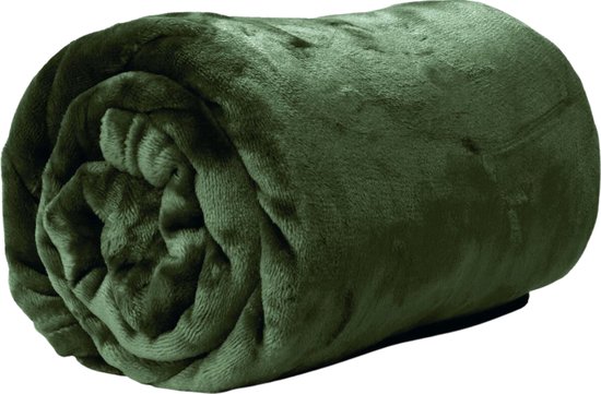 Droomtextiel Enzo Bank Plaid Pesto Groen 130 x 180 cm - Fleece Deken - Super Zacht - Warm en Donzig