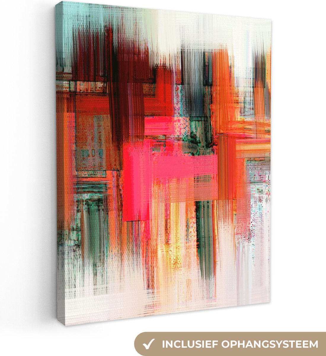 Canvas - Olieverf - Schilderij - Abstract - Kunst - Kleuren - 90x120 cm - Muurdecoratie - Interieur