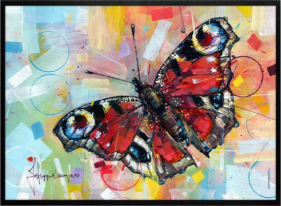 Dagpauwoog vlinder print 71x51 cm *ingelijst & gesigneerd
