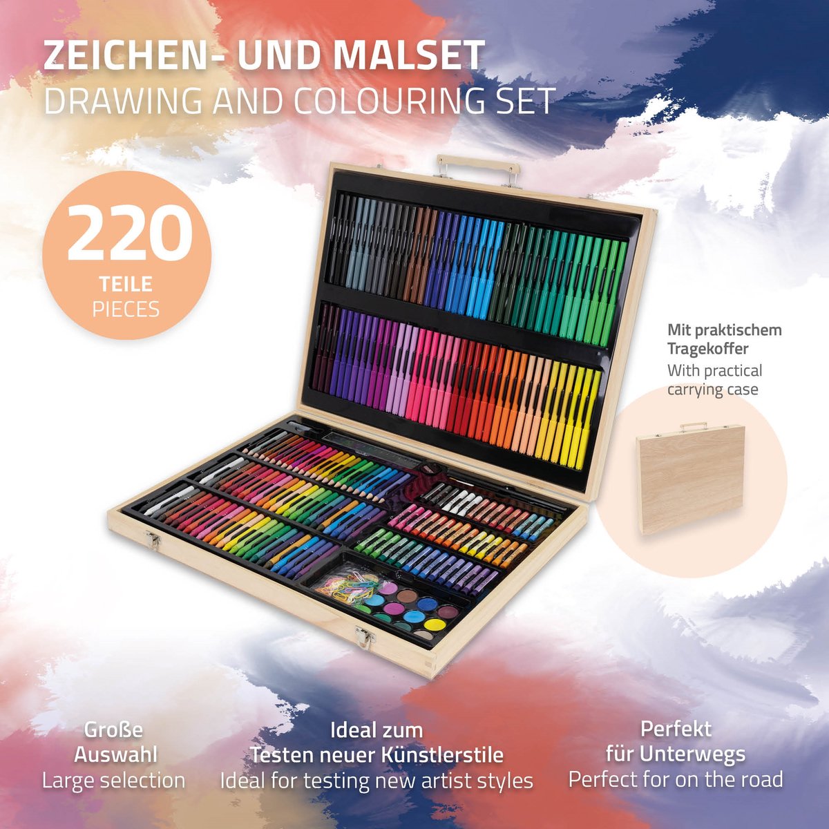 ECD Germany Malette de Peinture 112 Pièces, Crayons de Couleur